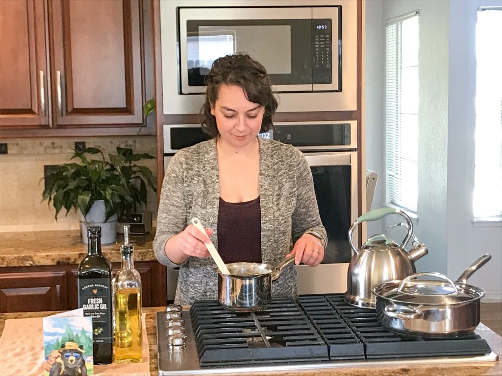 woman cooking in kitchen