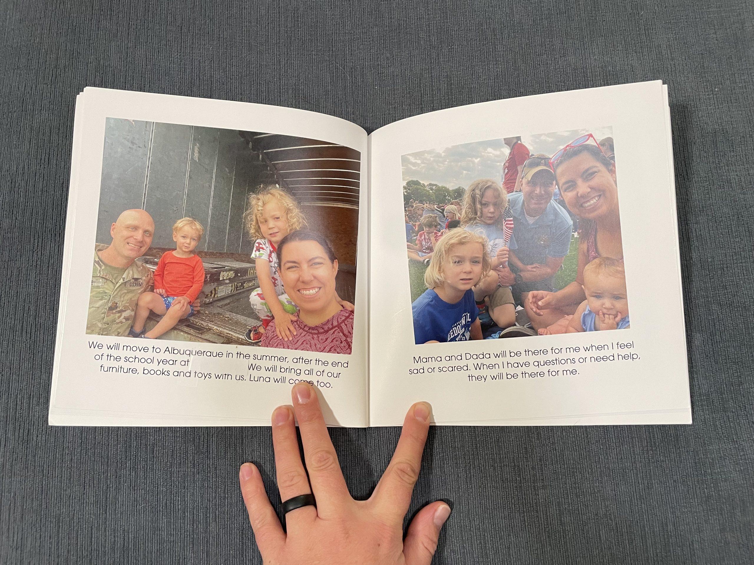 Homemade moving book to help kids transition