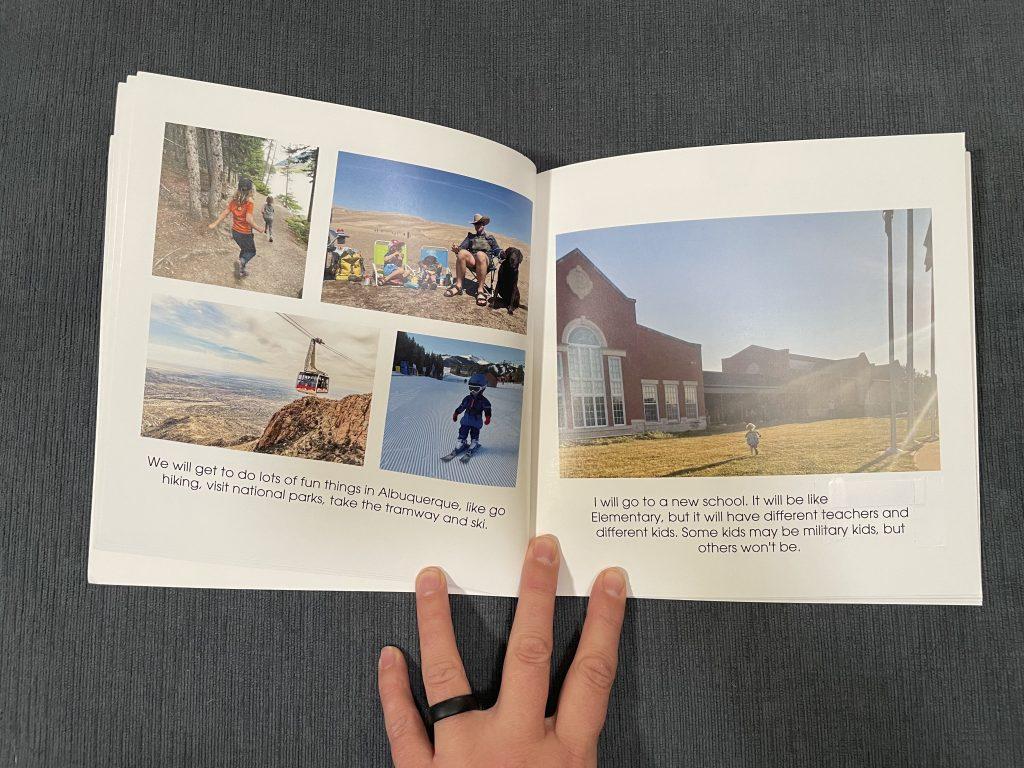 Homemade moving book to help kids transition